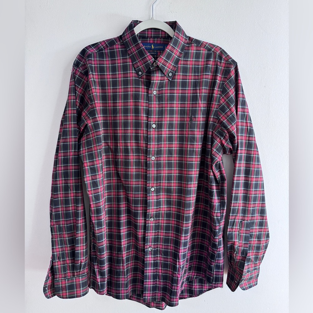 Brooks Brothers Red and Black Plaid Cotton Casual Shirt